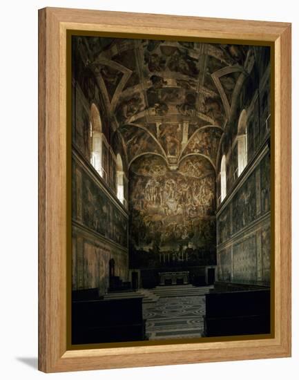View of the Sistine Chapel Showing the Last Judgement and Part of the Ceiling (Before Restoration)-Michelangelo Buonarroti-Framed Premier Image Canvas