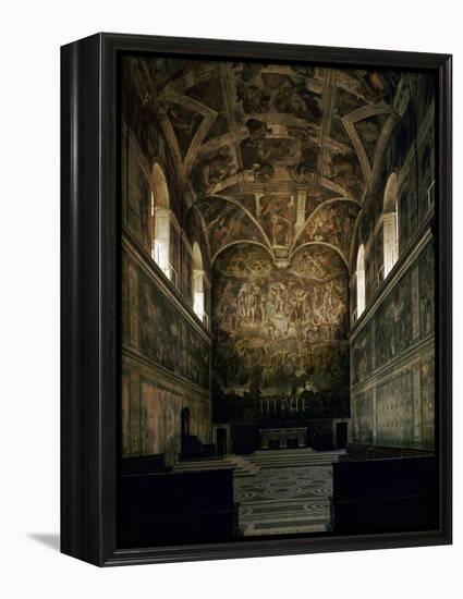 View of the Sistine Chapel Showing the Last Judgement and Part of the Ceiling (Before Restoration)-Michelangelo Buonarroti-Framed Premier Image Canvas