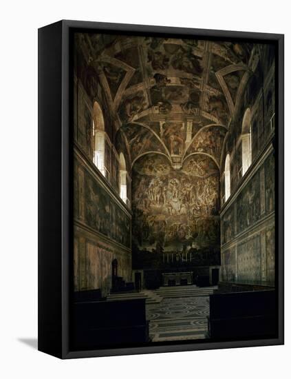 View of the Sistine Chapel Showing the Last Judgement and Part of the Ceiling (Before Restoration)-Michelangelo Buonarroti-Framed Premier Image Canvas