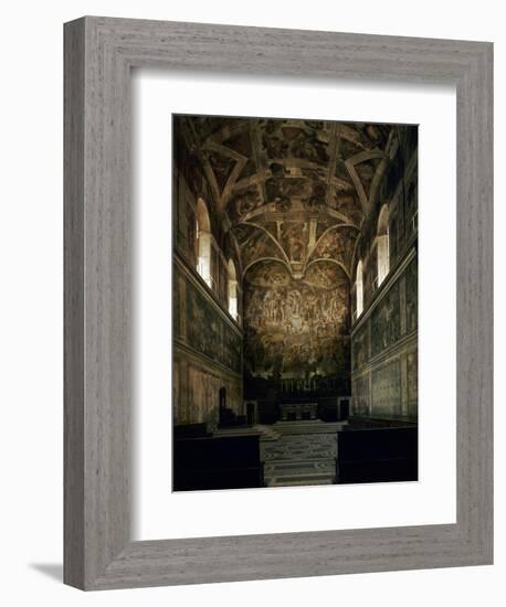 View of the Sistine Chapel Showing the Last Judgement and Part of the Ceiling (Before Restoration)-Michelangelo Buonarroti-Framed Giclee Print