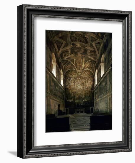 View of the Sistine Chapel Showing the Last Judgement and Part of the Ceiling (Before Restoration)-Michelangelo Buonarroti-Framed Giclee Print