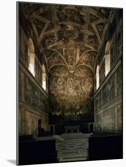 View of the Sistine Chapel Showing the Last Judgement and Part of the Ceiling (Before Restoration)-Michelangelo Buonarroti-Mounted Giclee Print