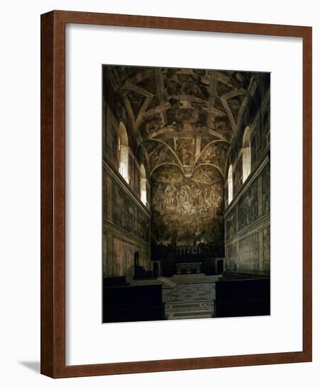 View of the Sistine Chapel Showing the Last Judgement and Part of the Ceiling (Before Restoration)-Michelangelo Buonarroti-Framed Giclee Print