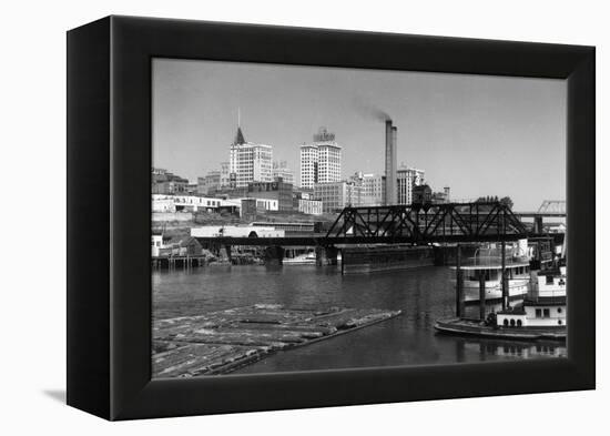 View of the Skyline - Tacoma, WA-Lantern Press-Framed Stretched Canvas