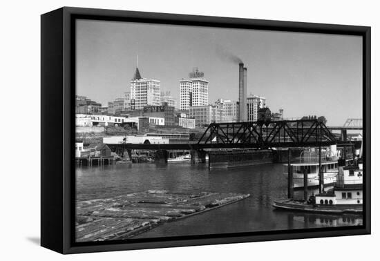 View of the Skyline - Tacoma, WA-Lantern Press-Framed Stretched Canvas