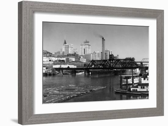 View of the Skyline - Tacoma, WA-Lantern Press-Framed Art Print