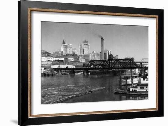 View of the Skyline - Tacoma, WA-Lantern Press-Framed Art Print