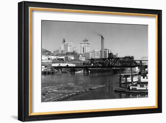 View of the Skyline - Tacoma, WA-Lantern Press-Framed Art Print