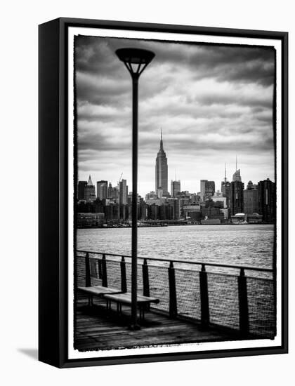 View of the Skyscrapers of Manhattan with the Empire State Building a Jetty in Brooklyn at Sunset-Philippe Hugonnard-Framed Premier Image Canvas