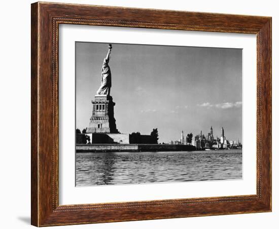 View of the Statue of Liberty and the Sklyline of the City-Margaret Bourke-White-Framed Photographic Print