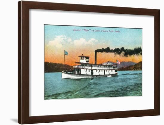 View of the Steamer Flyer on the Lake - Coeur d'Alene, ID-Lantern Press-Framed Art Print