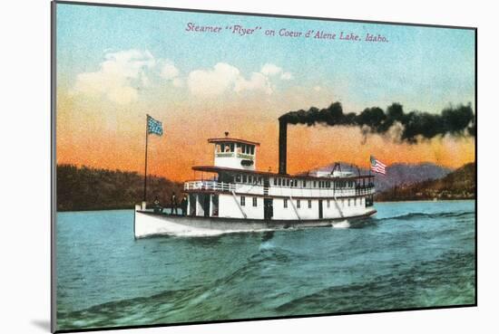 View of the Steamer Flyer on the Lake - Coeur d'Alene, ID-Lantern Press-Mounted Art Print