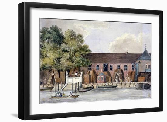 View of the Steelyard from the River Thames, Upper Thames Street, London, C1801-Charles Tomkins-Framed Giclee Print