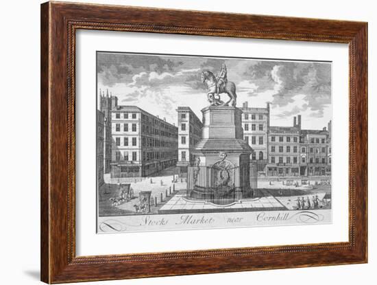 View of the Stocks Market, Poultry, Looking from the West, City of London, 1700-null-Framed Giclee Print