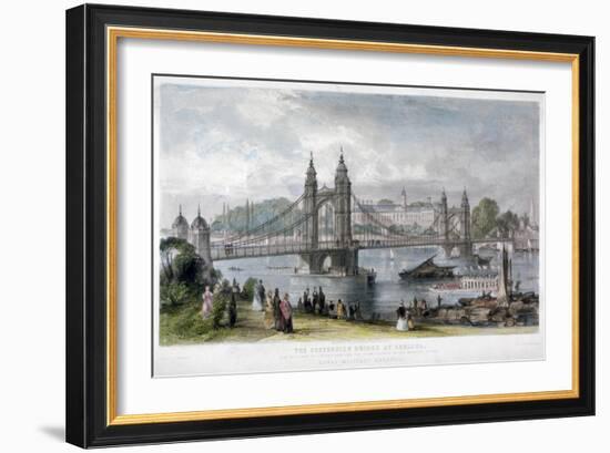 View of the Suspension Bridge at Chelsea, London, 1852-TA Prior-Framed Giclee Print