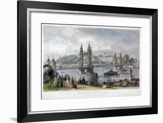 View of the Suspension Bridge at Chelsea, London, 1852-TA Prior-Framed Giclee Print