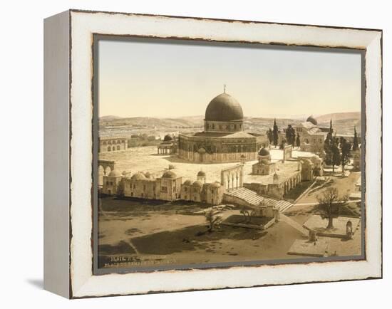 View of the Temple Mount with the Dome of the Rock and the El Aqsa Mosque, Jerusalem, C.1880-1900-null-Framed Premier Image Canvas