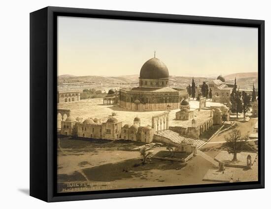 View of the Temple Mount with the Dome of the Rock and the El Aqsa Mosque, Jerusalem, C.1880-1900-null-Framed Premier Image Canvas