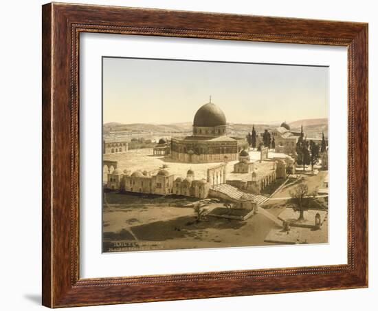 View of the Temple Mount with the Dome of the Rock and the El Aqsa Mosque, Jerusalem, C.1880-1900-null-Framed Photographic Print