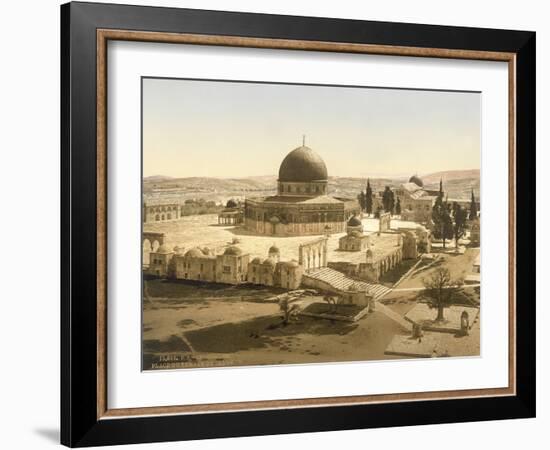 View of the Temple Mount with the Dome of the Rock and the El Aqsa Mosque, Jerusalem, C.1880-1900-null-Framed Photographic Print