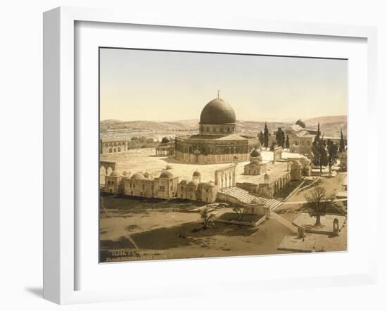 View of the Temple Mount with the Dome of the Rock and the El Aqsa Mosque, Jerusalem, C.1880-1900-null-Framed Photographic Print