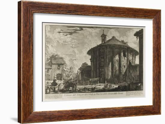 View of the Temple of Cybele in the Piazza of the Bocca Della Verità, from Views of Rome, 1750-59-Giovanni Battista Piranesi-Framed Giclee Print