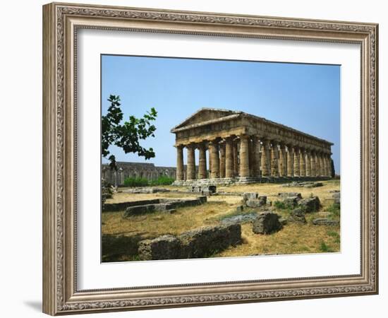 View of the Temple of Neptune, Doric, 5th BCE-null-Framed Giclee Print