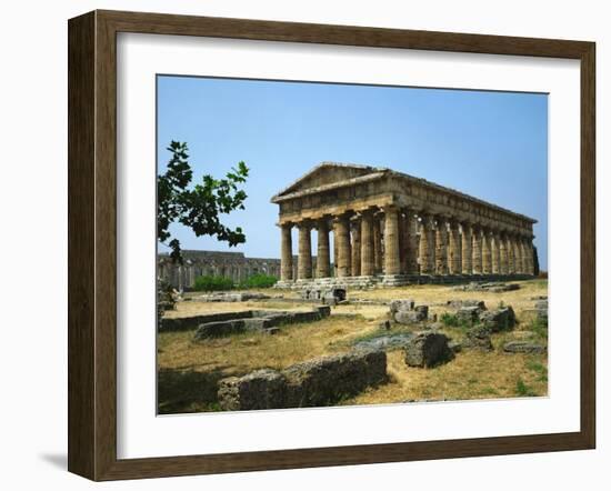 View of the Temple of Neptune, Doric, 5th BCE-null-Framed Giclee Print