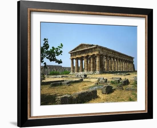 View of the Temple of Neptune, Doric, 5th BCE-null-Framed Giclee Print