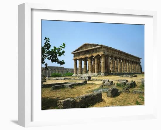 View of the Temple of Neptune, Doric, 5th BCE-null-Framed Giclee Print