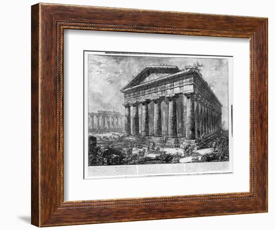 View of the Temples of Paestum (Litho)-Giovanni Battista Piranesi-Framed Giclee Print