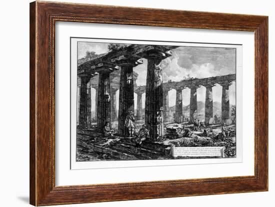 View of the Temples of Paestum (Litho)-Giovanni Battista Piranesi-Framed Giclee Print