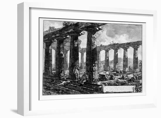 View of the Temples of Paestum (Litho)-Giovanni Battista Piranesi-Framed Giclee Print