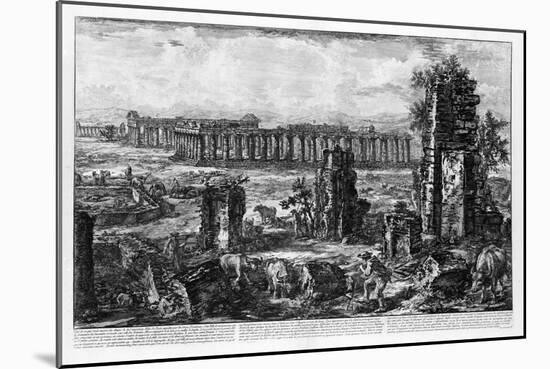 View of the Temples of Paestum (Litho)-Giovanni Battista Piranesi-Mounted Giclee Print