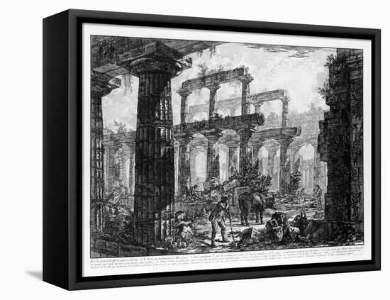 View of the Temples of Paestum (Litho)-Giovanni Battista Piranesi-Framed Premier Image Canvas