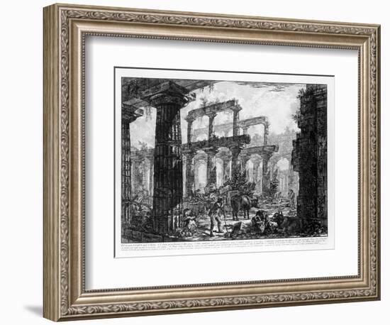 View of the Temples of Paestum (Litho)-Giovanni Battista Piranesi-Framed Giclee Print