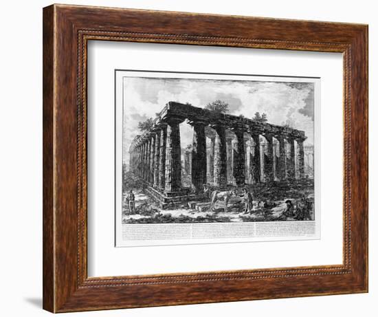 View of the Temples of Paestum (Litho)-Giovanni Battista Piranesi-Framed Giclee Print