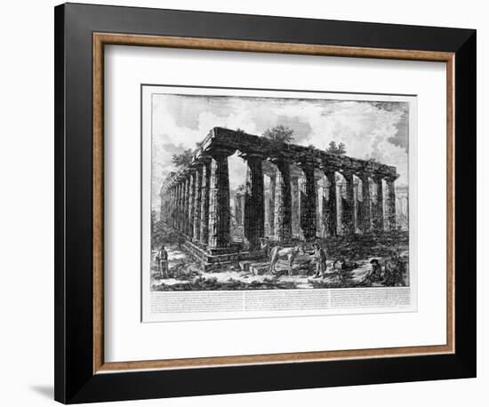 View of the Temples of Paestum (Litho)-Giovanni Battista Piranesi-Framed Giclee Print