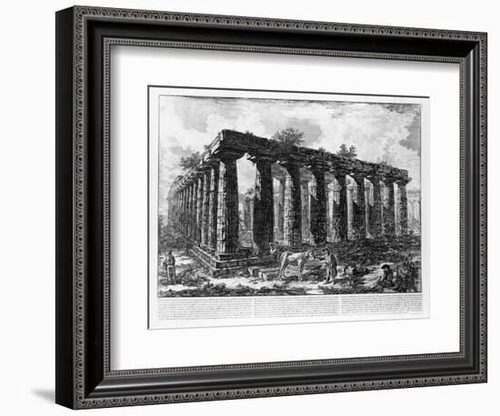 View of the Temples of Paestum (Litho)-Giovanni Battista Piranesi-Framed Giclee Print