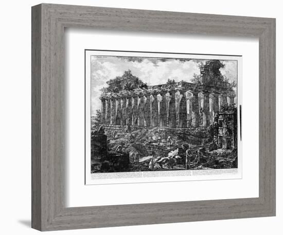 View of the Temples of Paestum (Litho)-Giovanni Battista Piranesi-Framed Giclee Print