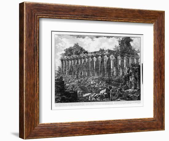 View of the Temples of Paestum (Litho)-Giovanni Battista Piranesi-Framed Giclee Print