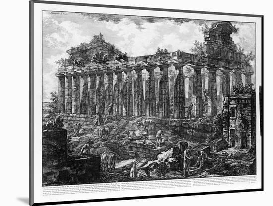 View of the Temples of Paestum (Litho)-Giovanni Battista Piranesi-Mounted Giclee Print