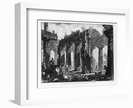 View of the Temples of Paestum (Litho)-Giovanni Battista Piranesi-Framed Giclee Print