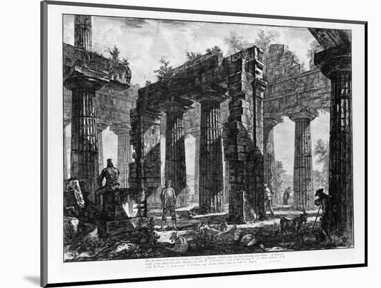 View of the Temples of Paestum (Litho)-Giovanni Battista Piranesi-Mounted Giclee Print