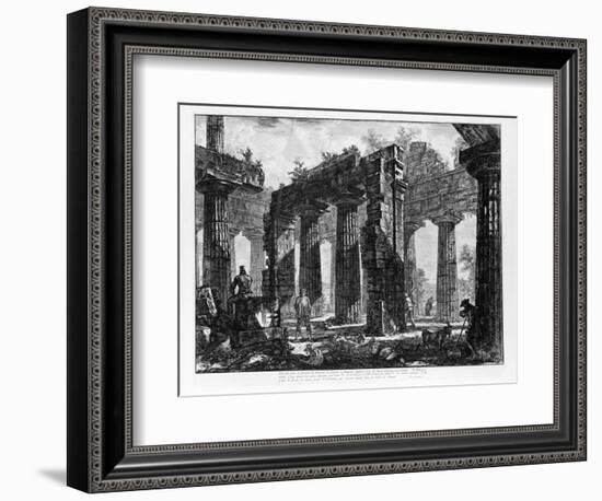 View of the Temples of Paestum (Litho)-Giovanni Battista Piranesi-Framed Giclee Print