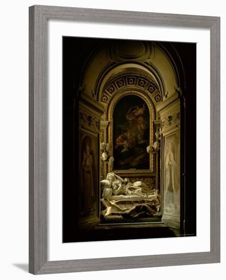 View of the The Altieri Chapel with the Death of the Blessed Ludovica Albertoni, 1675-Giovanni Lorenzo Bernini-Framed Photographic Print