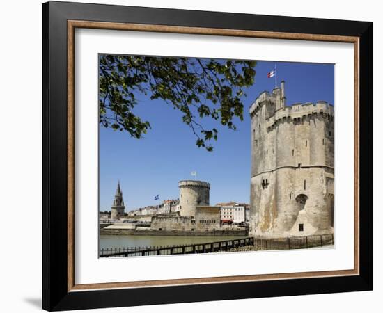 View of the Three Towers at the Entrance to Vieux Port, La Rochelle, Charente-Maritime-Peter Richardson-Framed Photographic Print