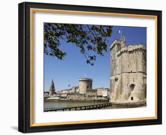 View of the Three Towers at the Entrance to Vieux Port, La Rochelle, Charente-Maritime-Peter Richardson-Framed Photographic Print