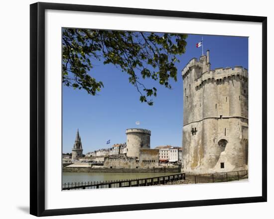 View of the Three Towers at the Entrance to Vieux Port, La Rochelle, Charente-Maritime-Peter Richardson-Framed Photographic Print