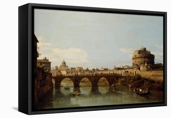View of the Tiber in Rome with the Castel Sant'angelo, C.1743 (Oil on Canvas)-Bernardo Bellotto-Framed Premier Image Canvas